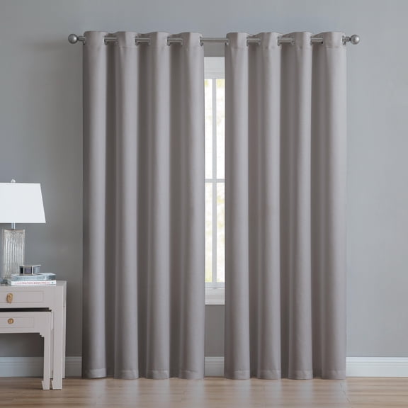 VCNY Home Agnes Gret Solid Grommet Blackout Curtain Panel, 52" x 84"