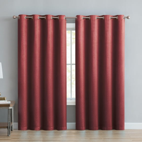 VCNY Home Agnes Red Solid Grommet Blackout Curtain Panel, 52" x 84"