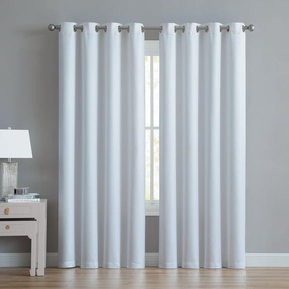 VCNY Home Agnes White Solid Grommet Blackout Curtain Panel,