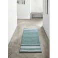 thumbnail image 1 of VCNY Home Aiden Jacquard Striped Aqua Polyester Bath Runner, 24" x 60", 1 of 4