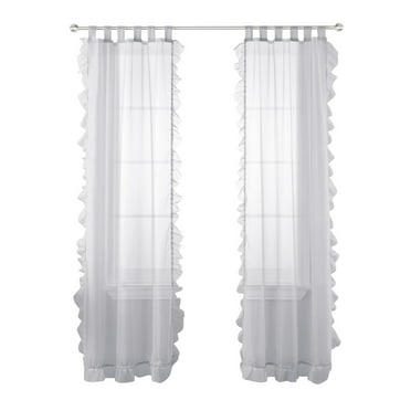 VCNY Home Amber Ruffle Back Tab Sheer Curtain Panel Pair, Grey, 38" x 84”