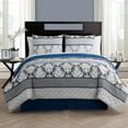 thumbnail image 1 of VCNY Home Beckham 8-Piece Blue Damask Bed in a Bag, King, Adult, Unisex, 1 of 8