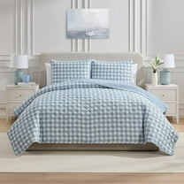 VCNY Home Blue Gingham 3-Piece Adult Microfiber Quilt Set, Full/Queen