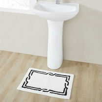 VCNY Home Border White/Black Cotton Viscose Bath Rug, 17" x 24"