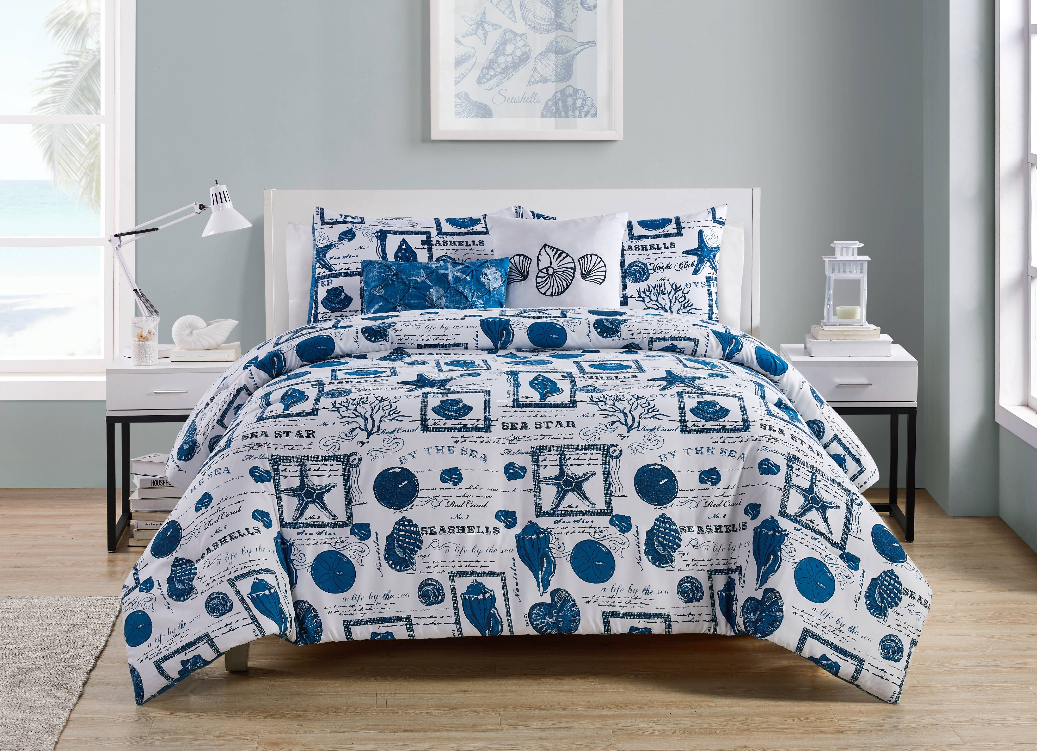 VCNY Home By the Sea Reversible Blue Coastal Comforter Set, Full/Queen