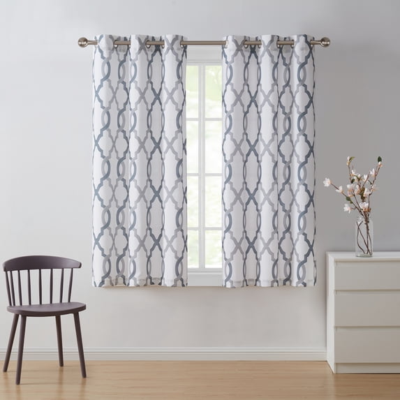 VCNY Home Caldwell 2-Piece Blue Trellis Light-Filtering Polyester Window Curtain Set, 38" x 63"