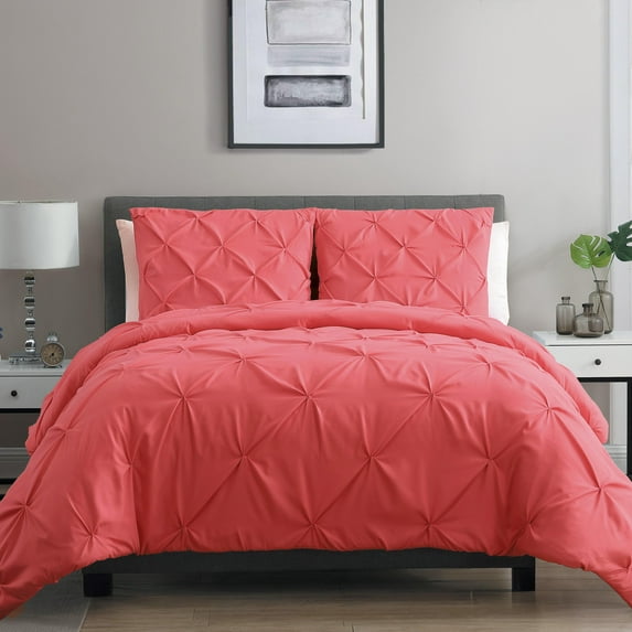 VCNY Home Carmen 4-Piece Coral Solid Duvet Bedding Set, Queen, Adult, Unisex