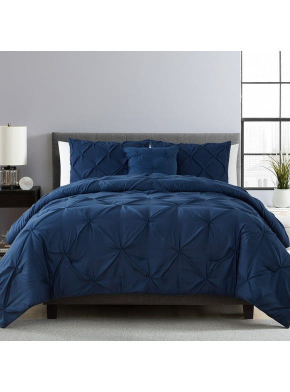 VCNY Home Carmen 4-Piece Navy Solid Color Comforter Set, King