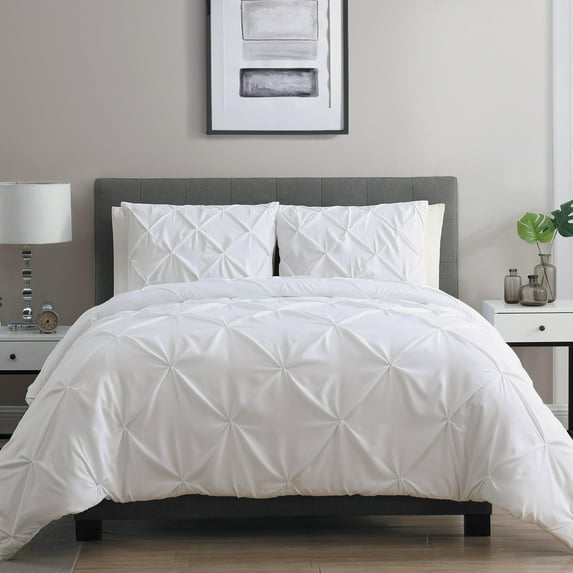 VCNY Home Carmen 4-Piece White Solid Duvet Bedding Set, Queen, Adult, Unisex