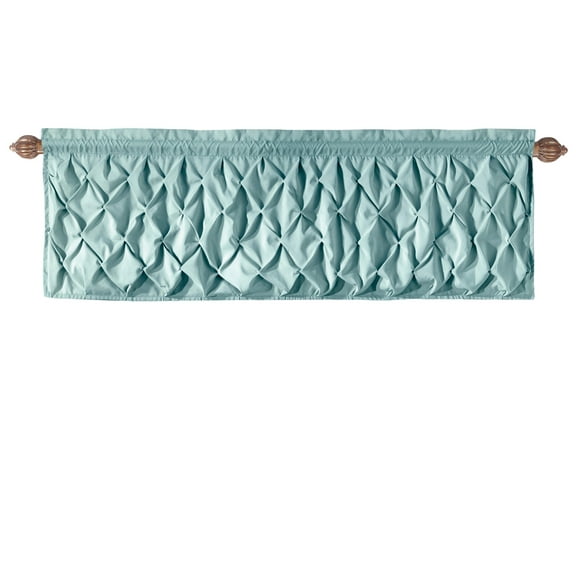 VCNY Home Carmen Blue Solid Color Rod Pocket Light-Filtering Curtain Valance, 60" x 20"