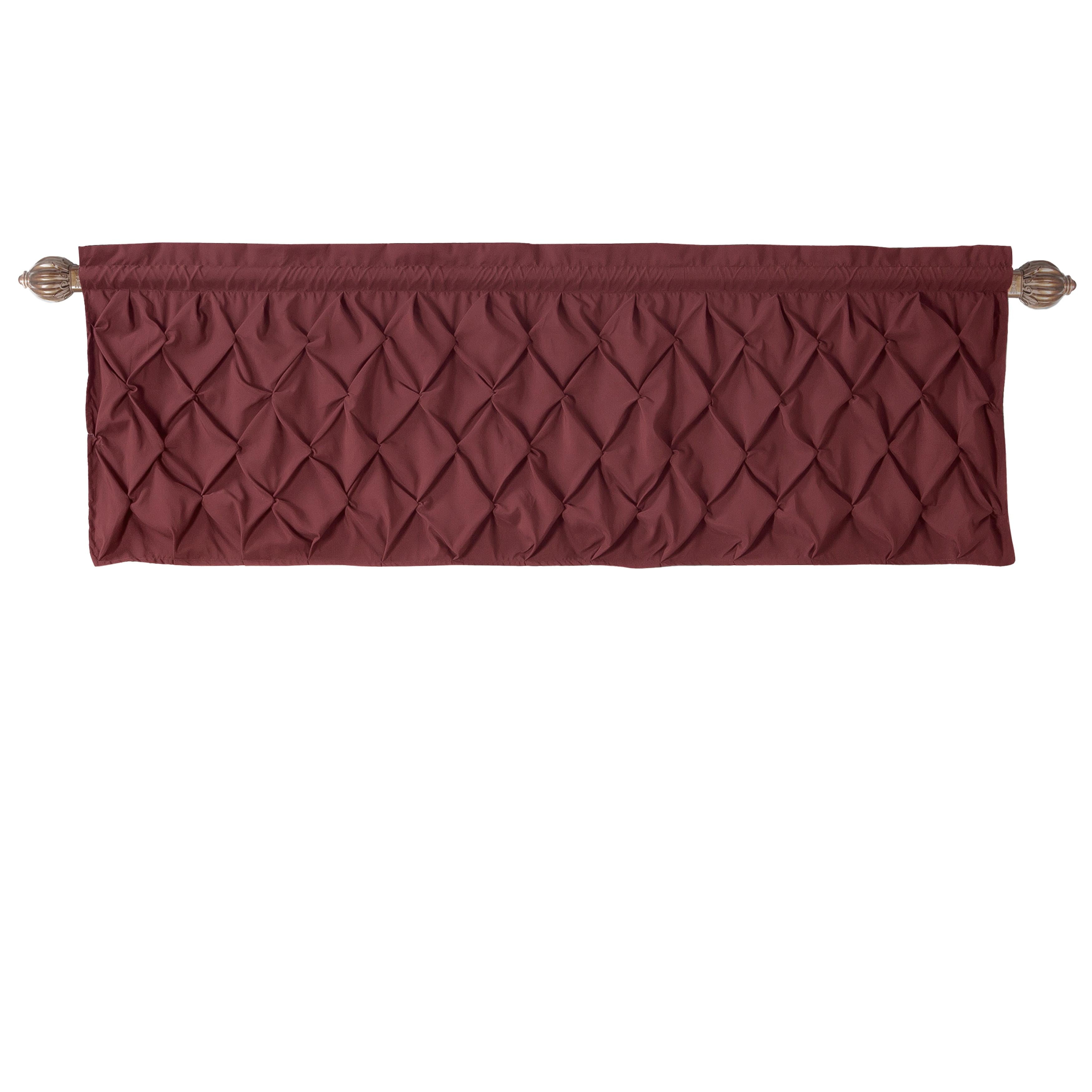 Carmen Burgundy Pintuck Rod Pocket Valance, 60" x 20"