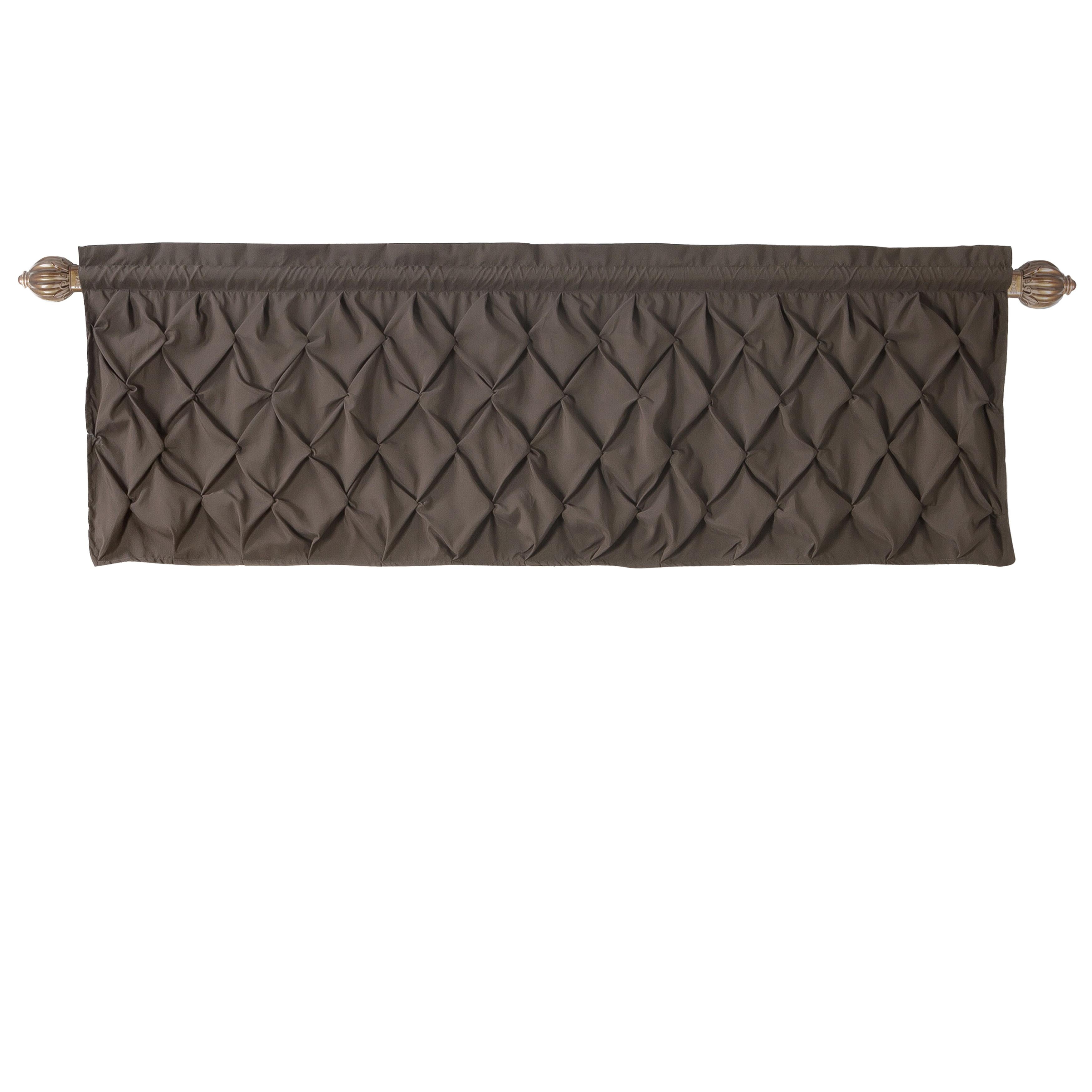 Chocolate Pintuck Textured Rod Pocket Curtain Valance, 60" x 20"