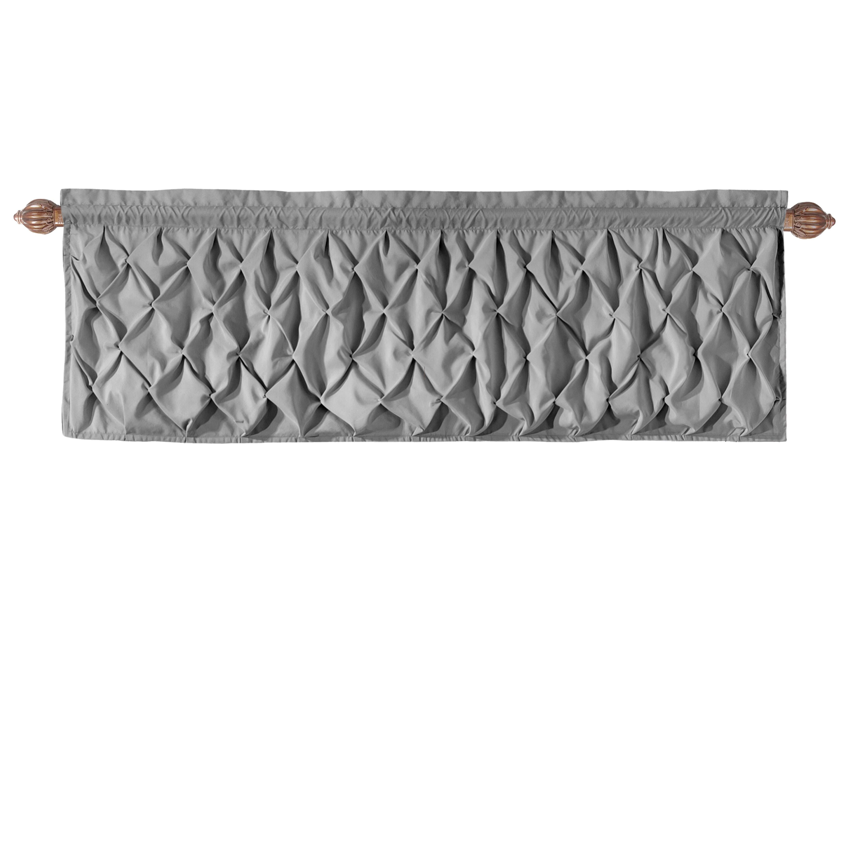 Gray Pintuck Textured Rod Pocket Window Valance