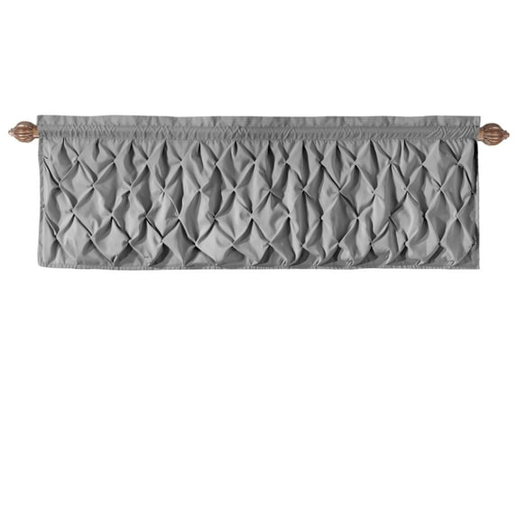 VCNY Home Carmen Grey Solid Color Rod Pocket Light-Filtering Curtain Valance, 60" x 20"