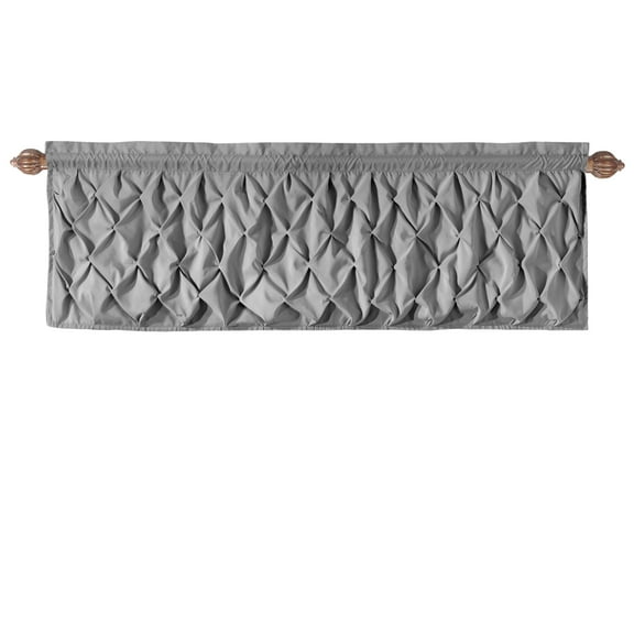 VCNY Home Carmen Grey Solid Color Rod Pocket Light-Filtering Curtain Valance, 60" x 20"