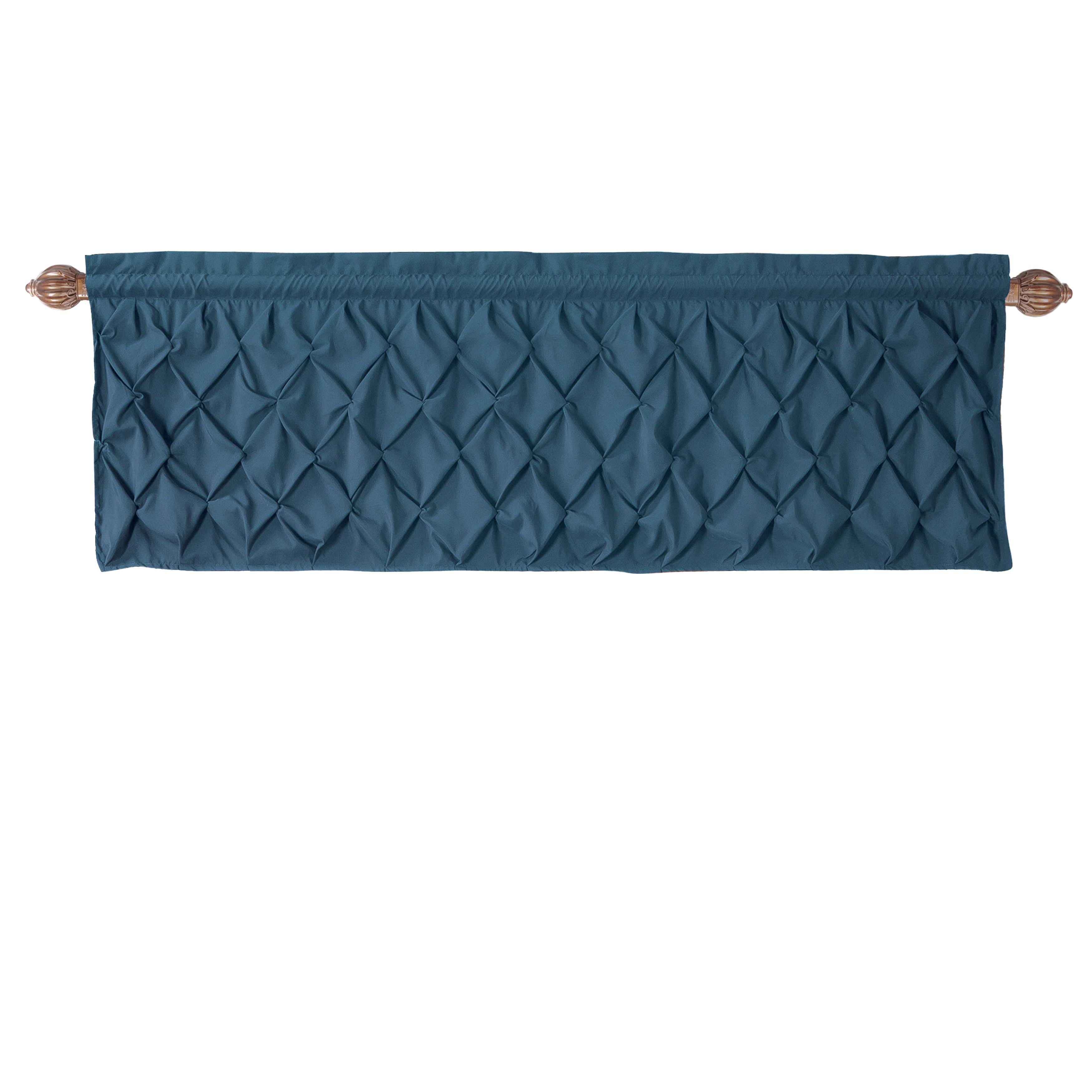 Navy Pintuck Microfiber Rod Pocket Curtain Valance, 60" x 20"