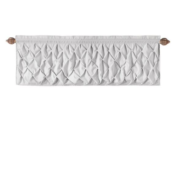 VCNY Home Carmen White Solid Color Rod Pocket Light-Filtering Curtain Valance, 60" x 20"