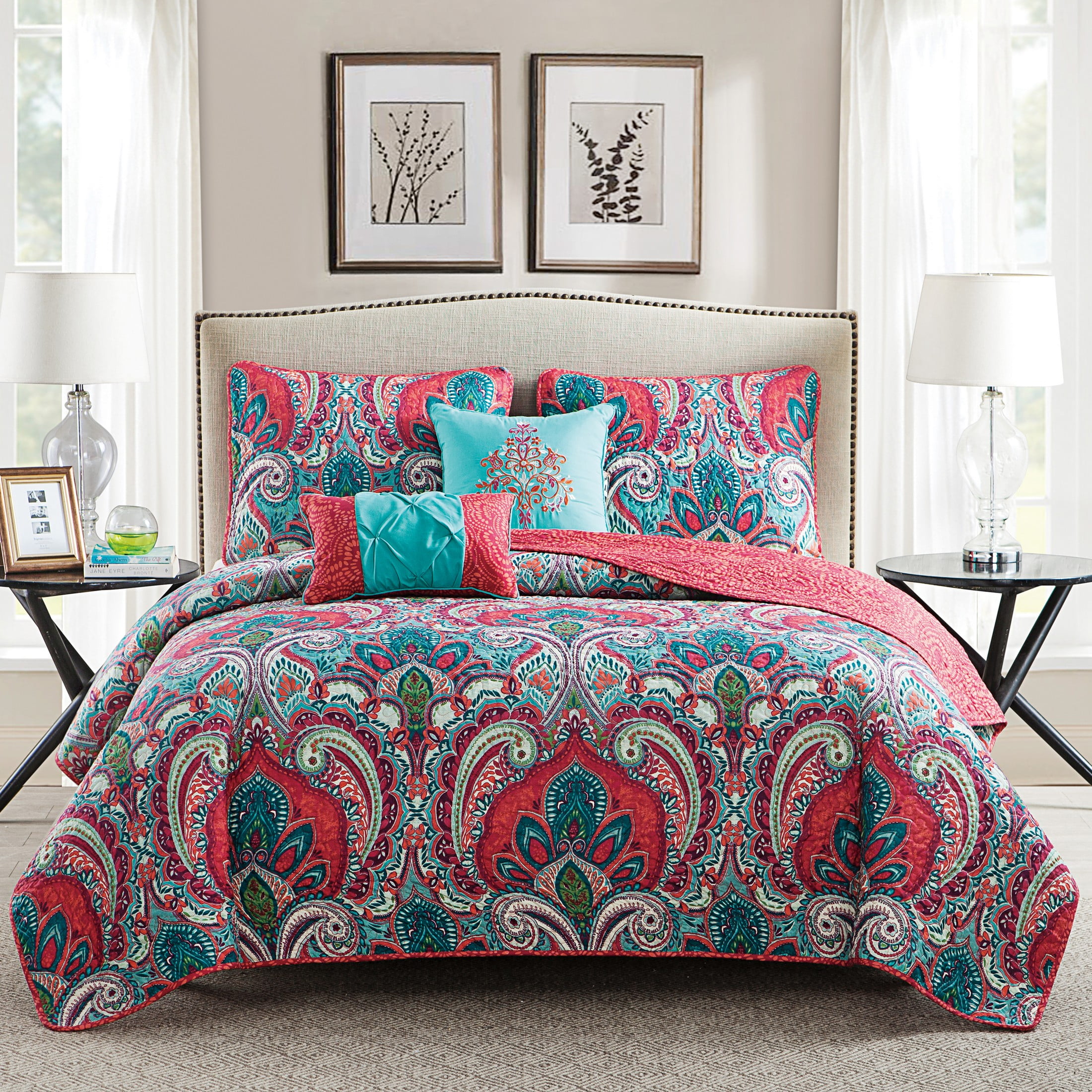 Casa Real Multi-Color Reversible Microfiber King Quilt Set