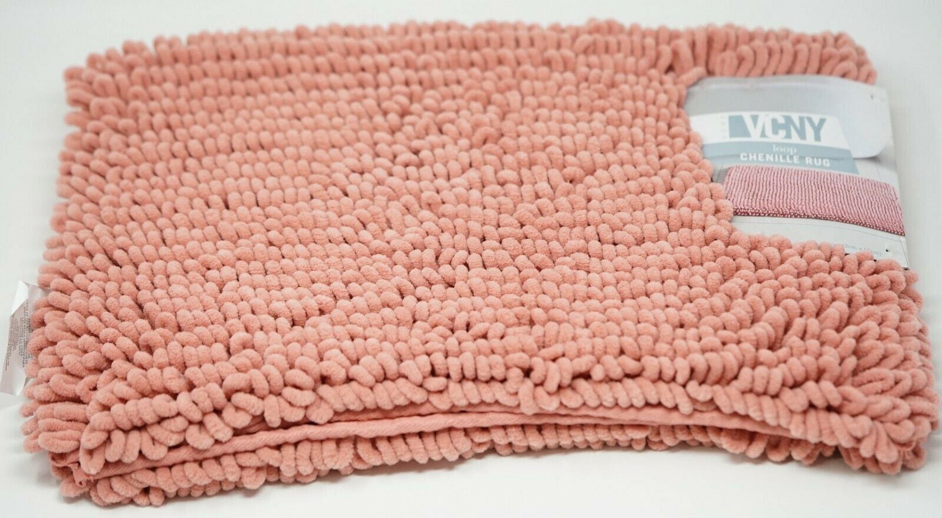 VCNY Home Chenille Loop Braided 17" x 24" Microfiber Bath Rug Coral