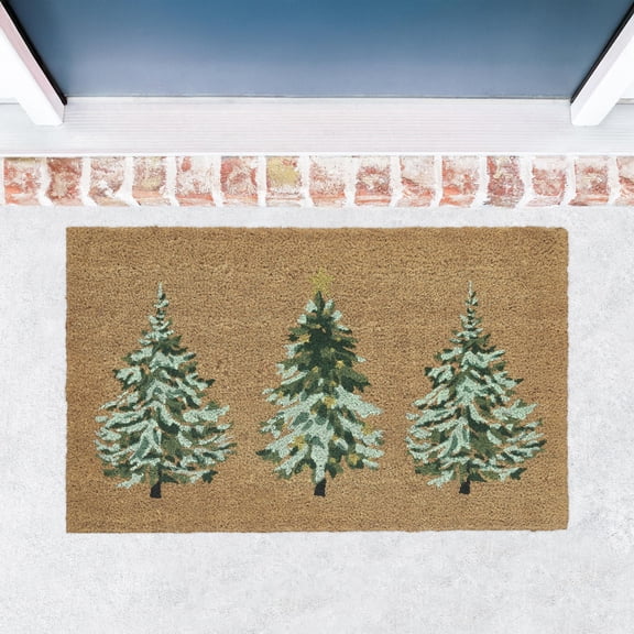 VCNY Home Christmas Tree Outdoor Coir Doormat, 18" x 30"