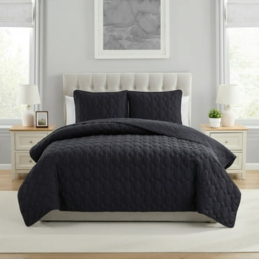 VCNY Home Circles 3-Piece Black Geometric Pinsonic Quilt Set, King, Adult, Unisex