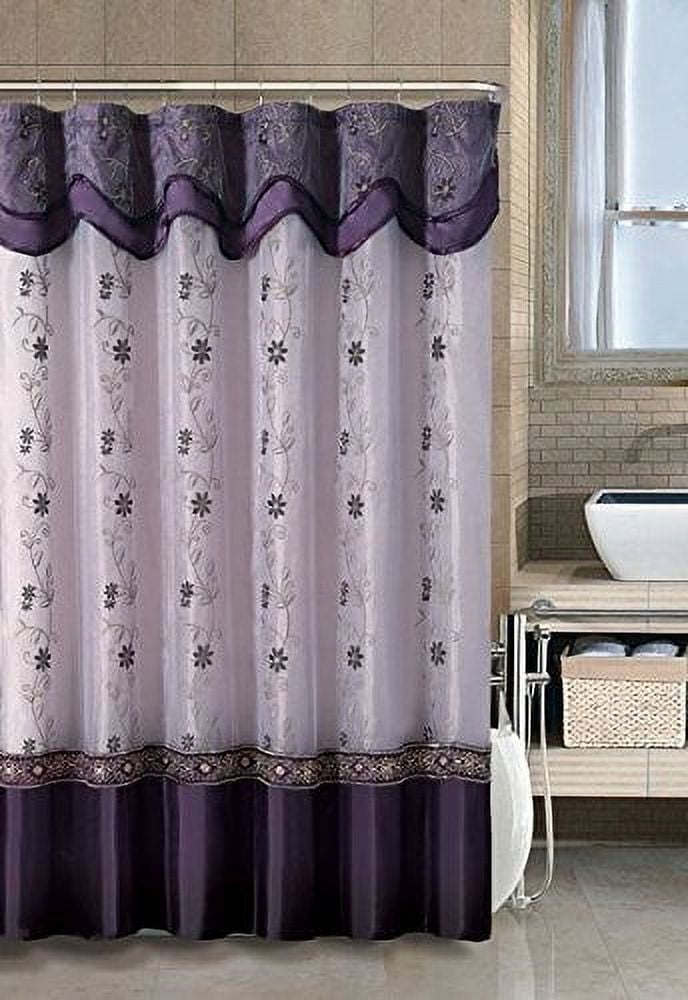 VCNY Home Daphne Embroidered Sheer & Taffeta Fabric Shower Curtains