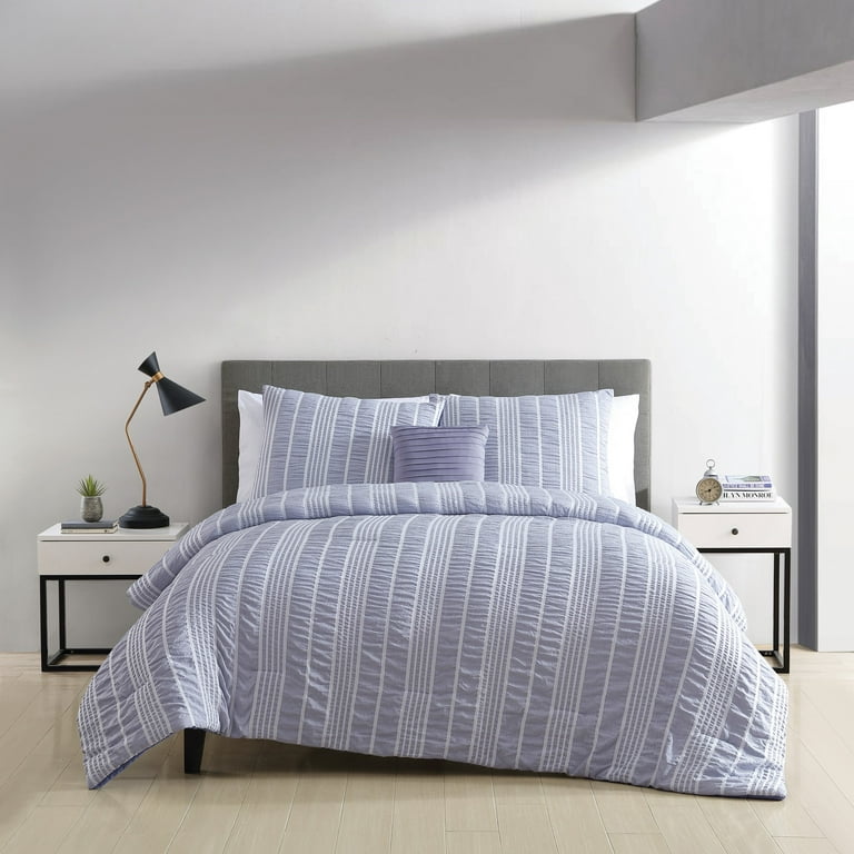Stripe Navy and Gray Full/Queen Bedding Collection
