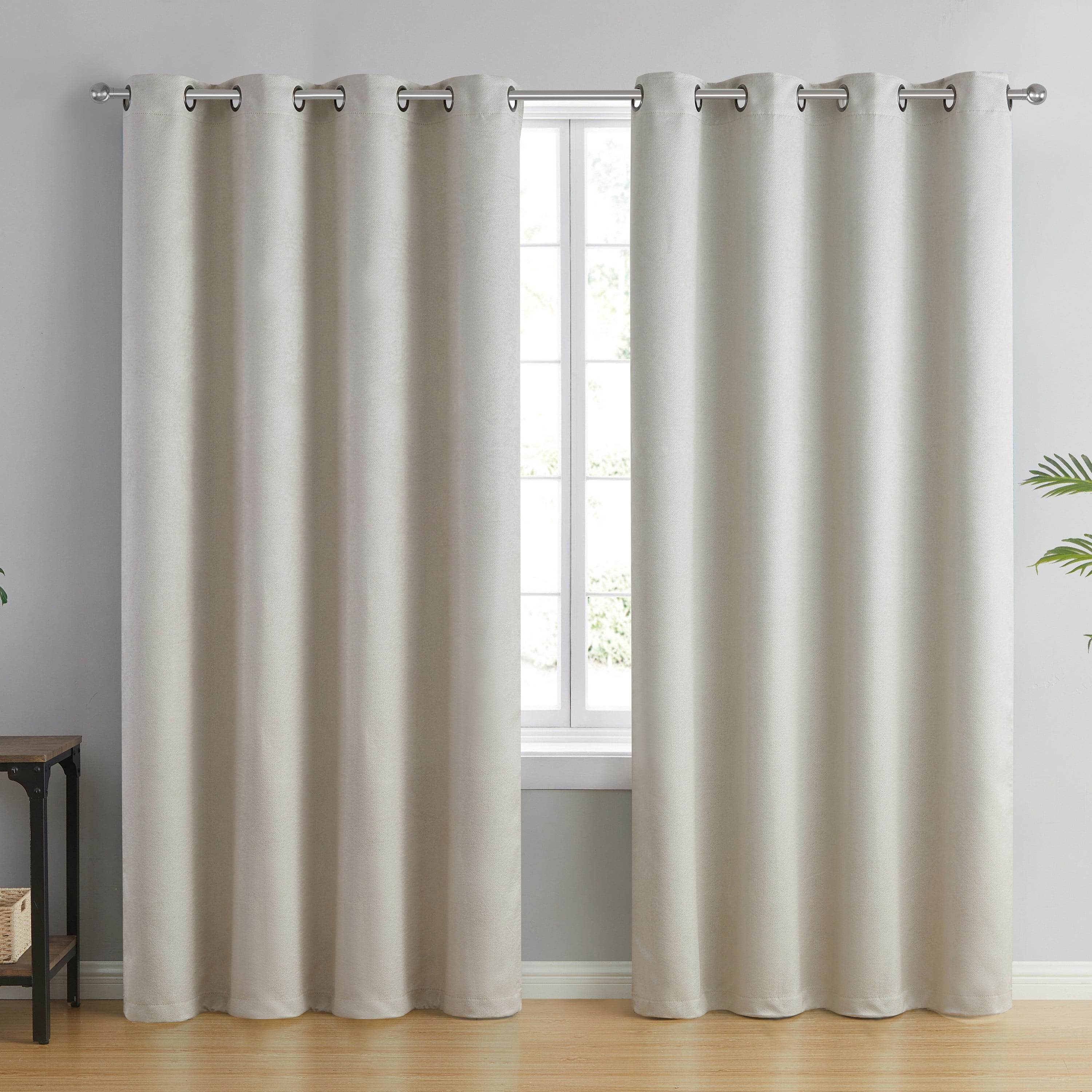 VCNY Home Domino Cream Solid Grommet Blackout Curtain Panel, 55" x 84"