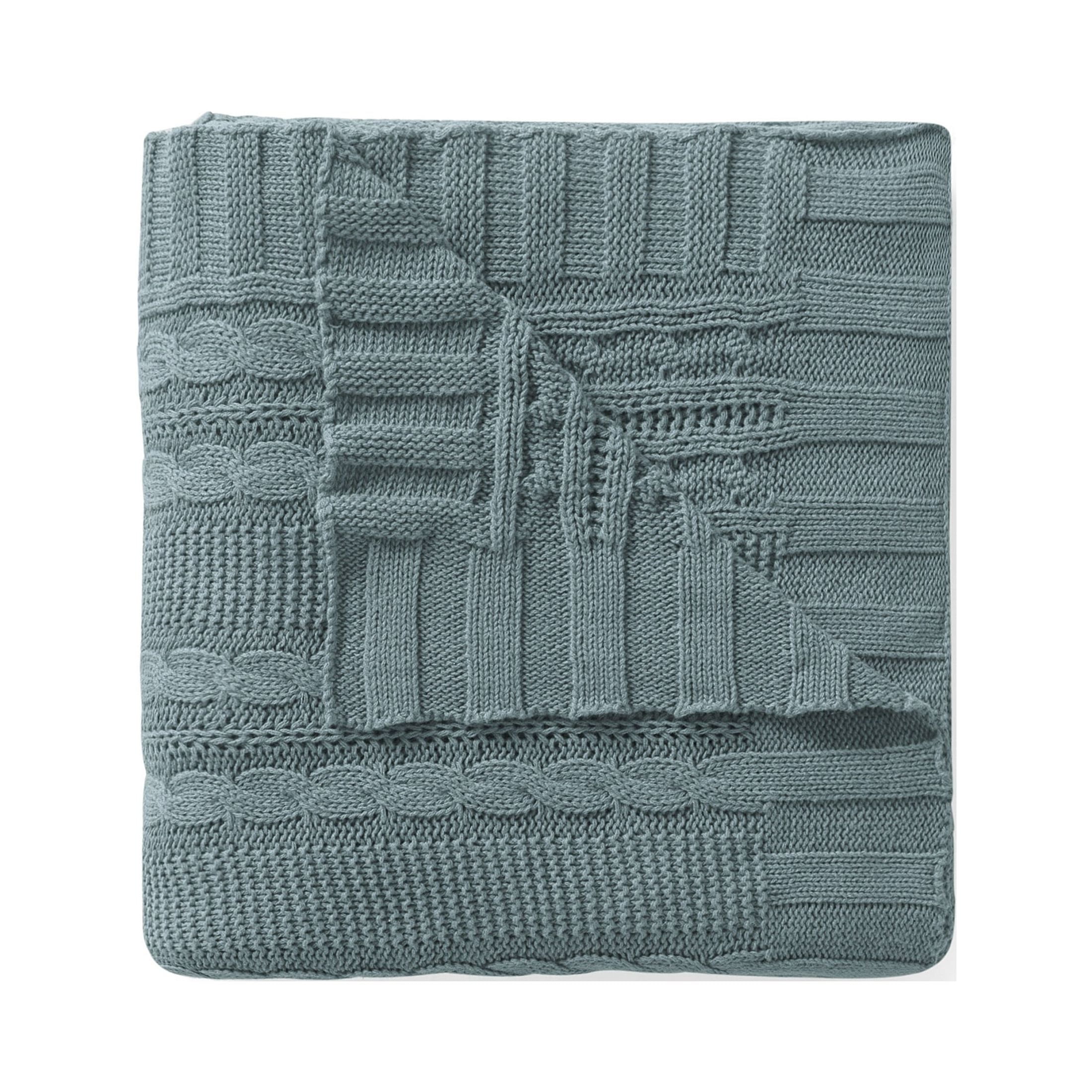 Dublin Soft Cotton Cable Knit Throw Blanket 50"x70" - Cozy Blue