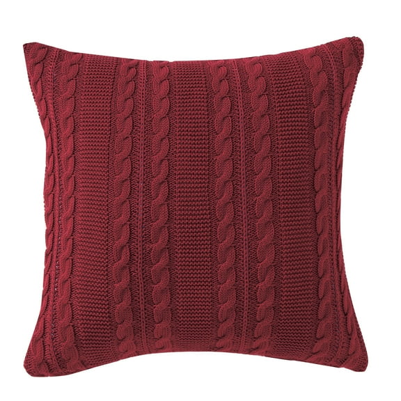 VCNY Home Dublin 18" x 18" Red Cable Knit Cotton Decorative Pillow