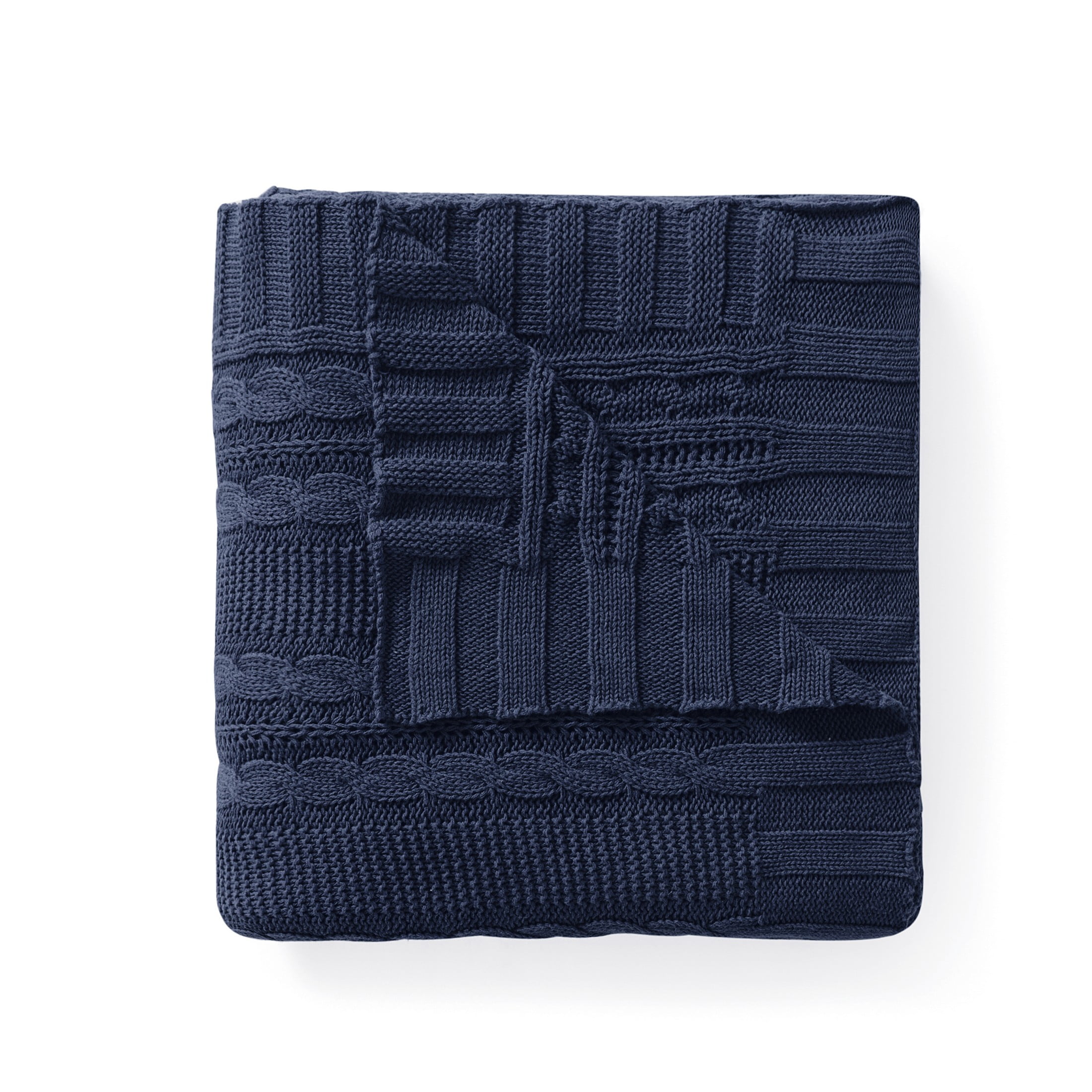 VCNY Home Dublin Navy Cable Knit Cotton Throw, 50" x 70"
