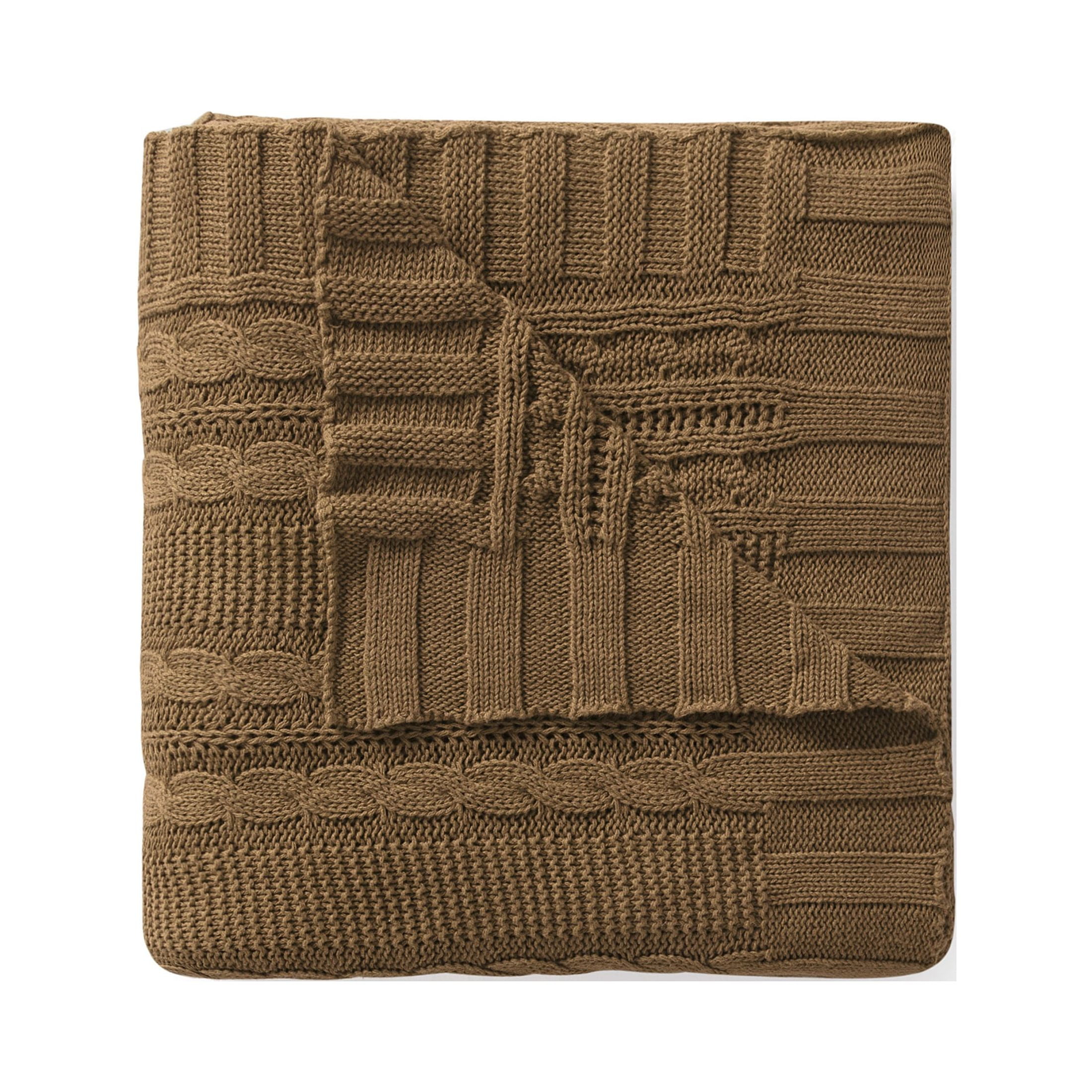 VCNY Home Dublin Taupe Cable Knit Cotton Throw, 50" x 70"
