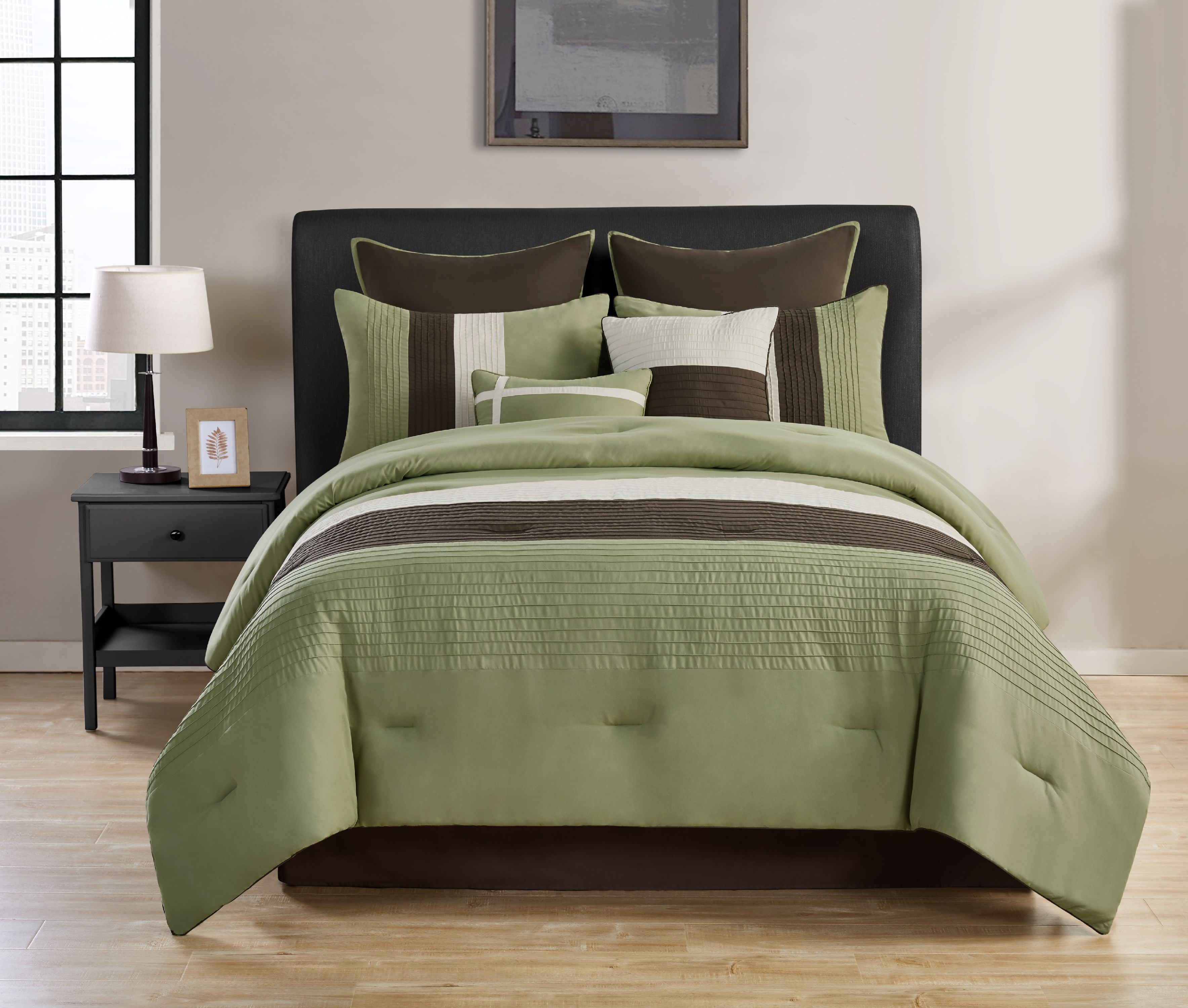 VCNY Home Essex Textured Stripe 8Piece Bedding Comforter Set with Euro