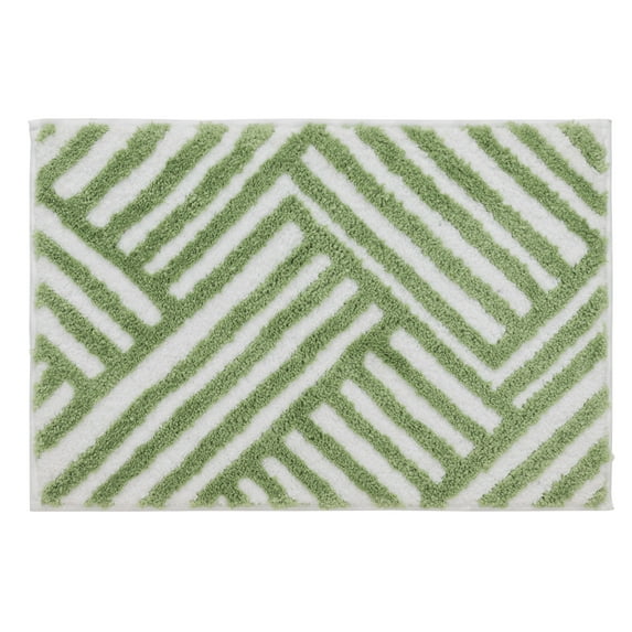 VCNY Home Green Geometric Lines Tufted Bath Rug, 18" x 27"