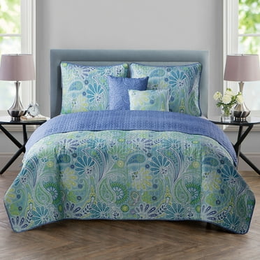 VCNY Home Harmony 5-Piece Blue Paisley Reversible Quilt Set, King, Adult, Unisex