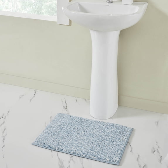 VCNY Home Heathered Blue Memory Foam Bath Rug, 20" x 32"