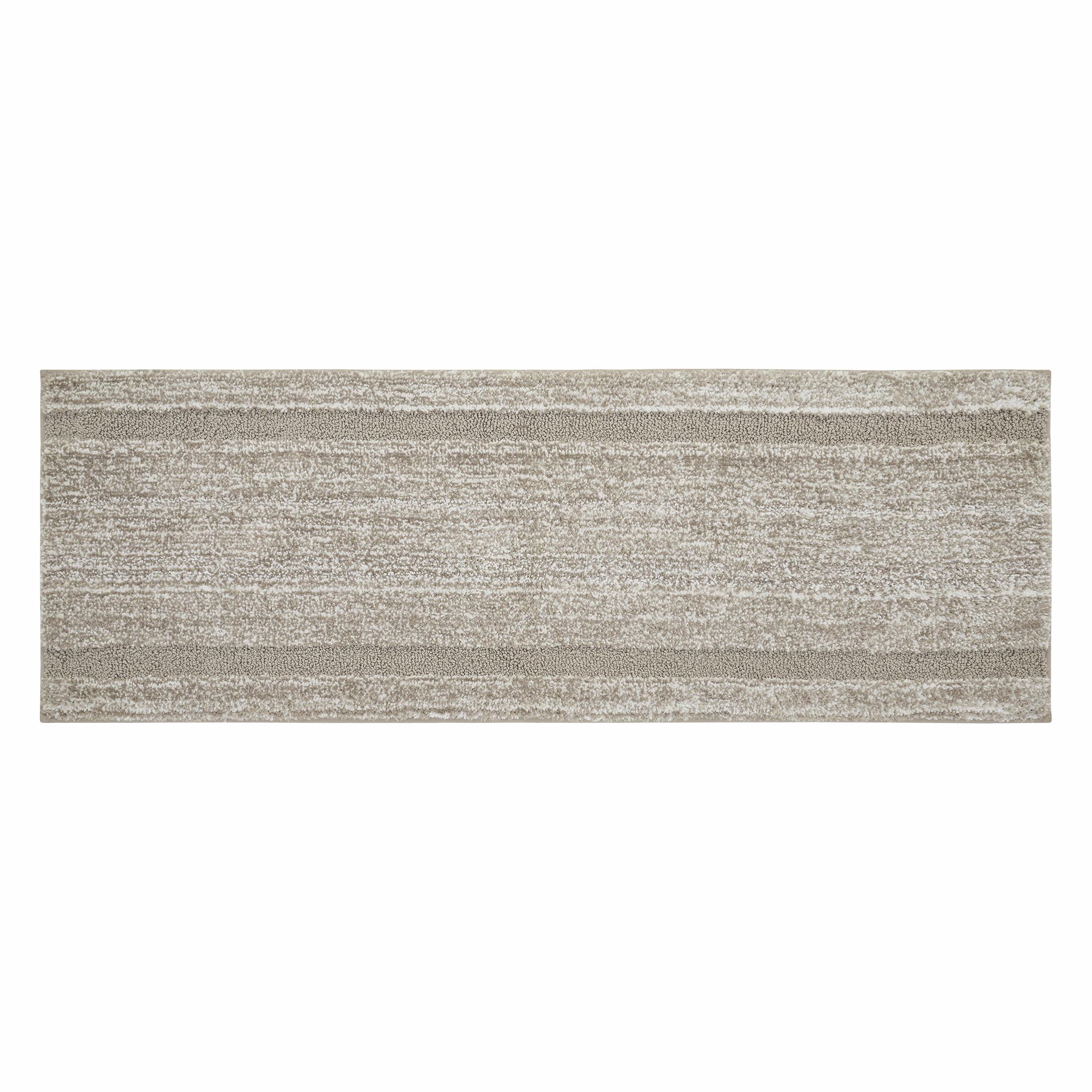 VCNY Home Heathered Hotel Border Navy/White Polyester Bath Rug Runner, 20" x 60"