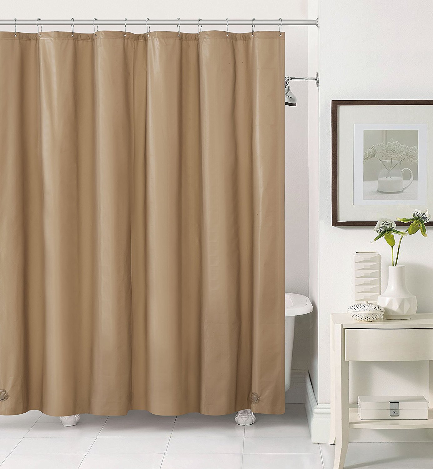 VCNY Home Heavyweight 6 Gauge Taupe Solid PEVA Shower Liner, 72" x 72