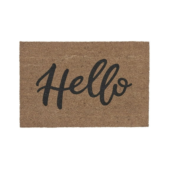 VCNY Home Hello Typography Printed Outdoor Coir Doormat, Beige, 18" x 30"