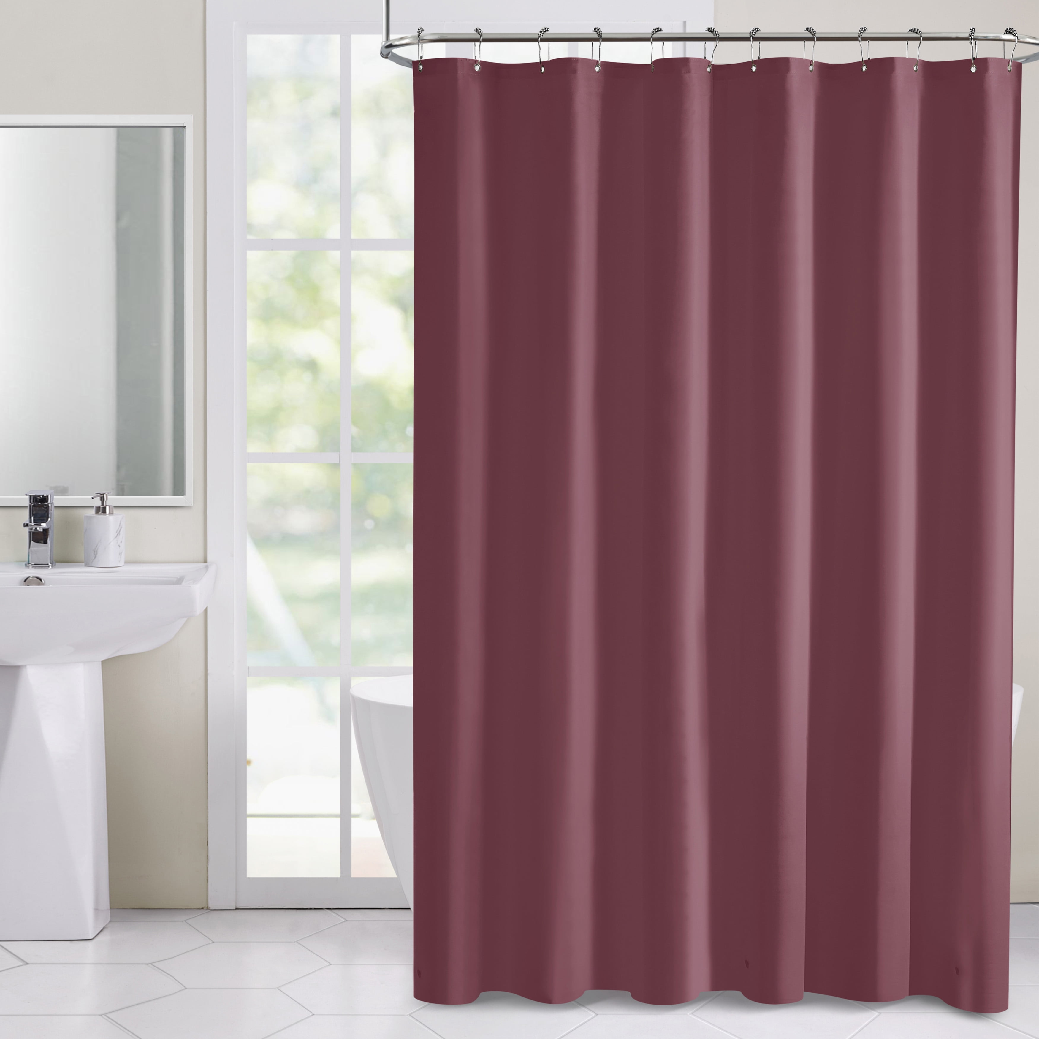 VCNY Home Hotel Style Burgundy Heavy Duty PEVA Shower Liner, 72" x 72"
