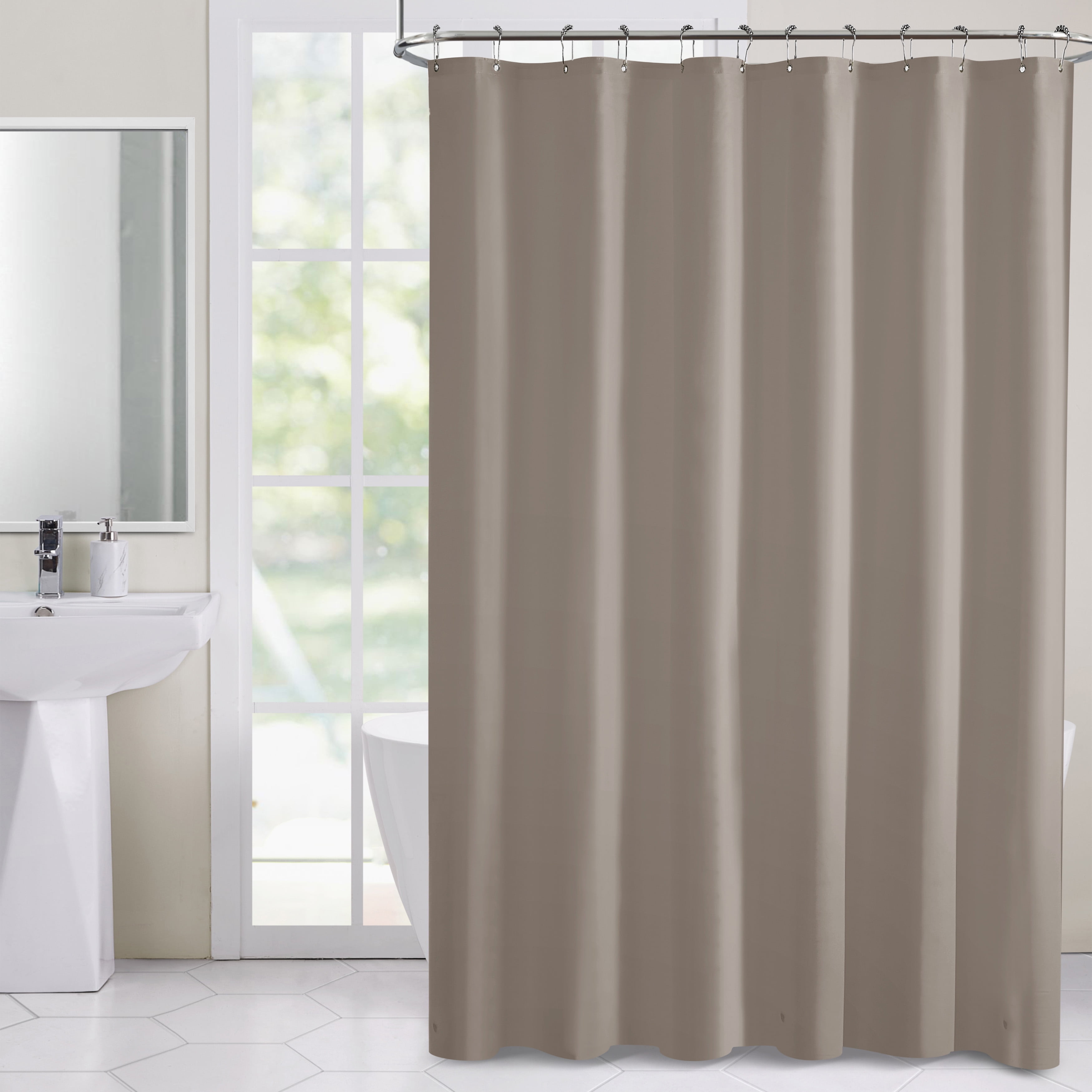 VCNY Home Hotel Style Taupe Heavy Duty PEVA Shower Liner, 72" x 72