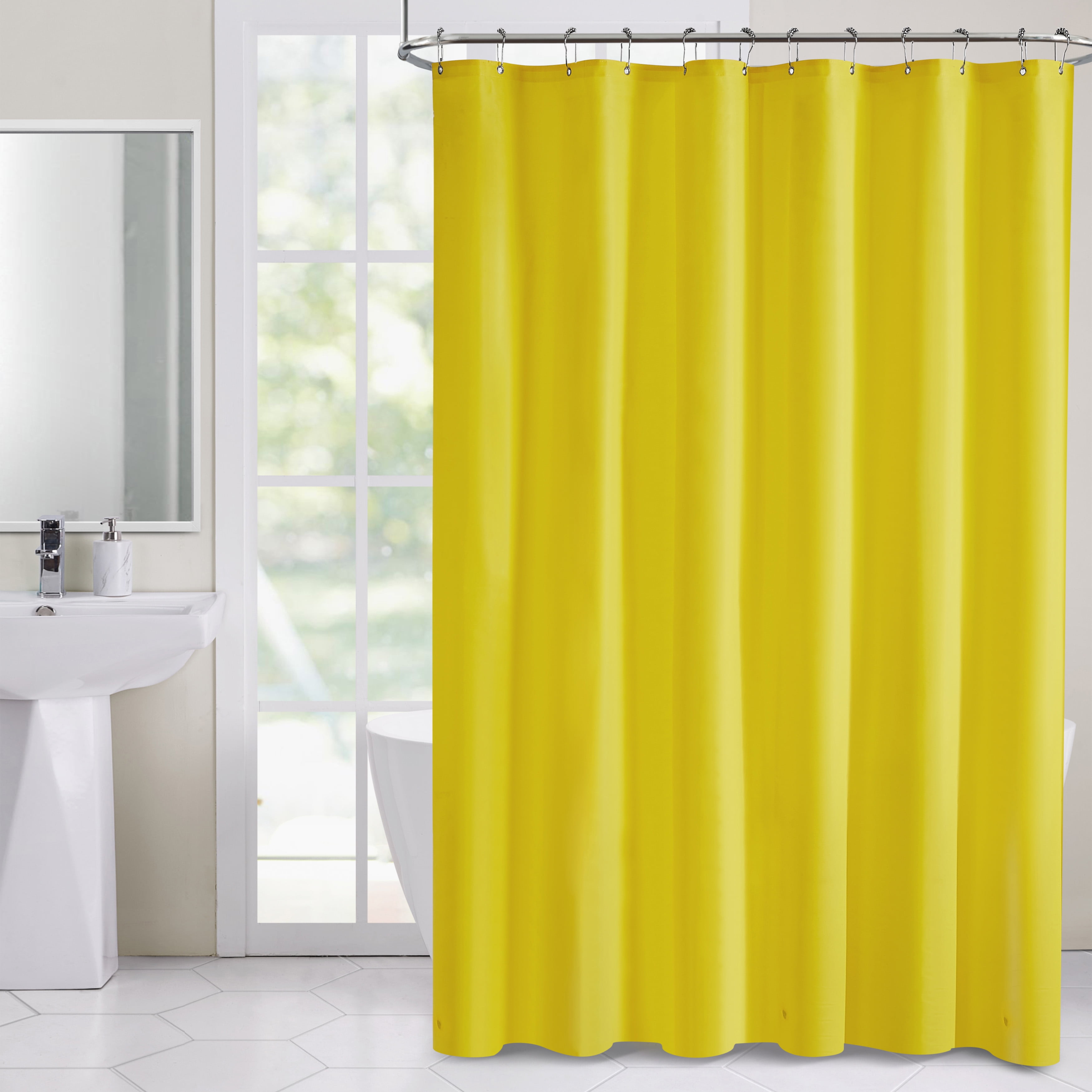 VCNY Home Hotel Style Yellow Heavy Duty PEVA Shower Liner, 72" x 72 ...