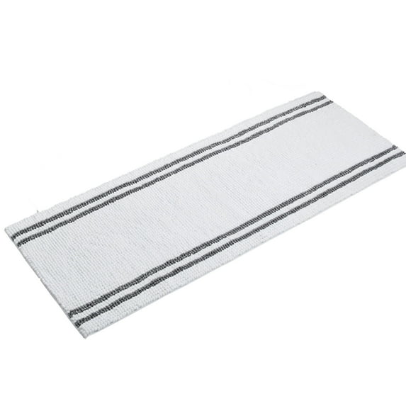 VCNY Home Hotel White/Charcoal Striped Polyester Bath Rug, 24" x 60"
