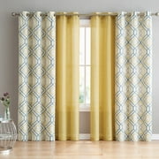 VCNY Home Jackston 4-Piece Geometric Grommet Sheer Curtain Panel Set, Charcoal, 38" x 84"