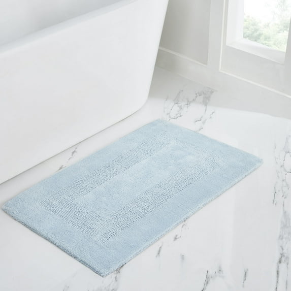 VCNY Home Jessica Light Blue Ring Spun Cotton Reversible Bath Rug, 20" x 32"