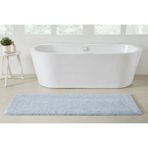 VCNY Home Jessica Light Blue Ring Spun Cotton Reversible Bath Runner, 24" x 60"