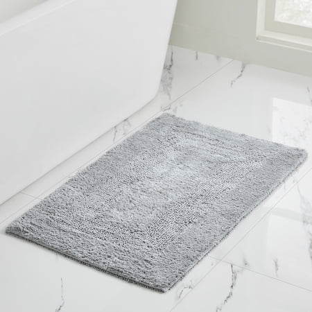 VCNY Home Jessica Solid High Rise Grey Cotton Bath Rug, 20" x 32"