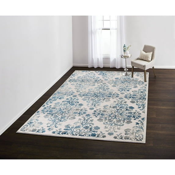 VCNY Home Justine Damask Area Rug, 9' x 12', Blue/Grey