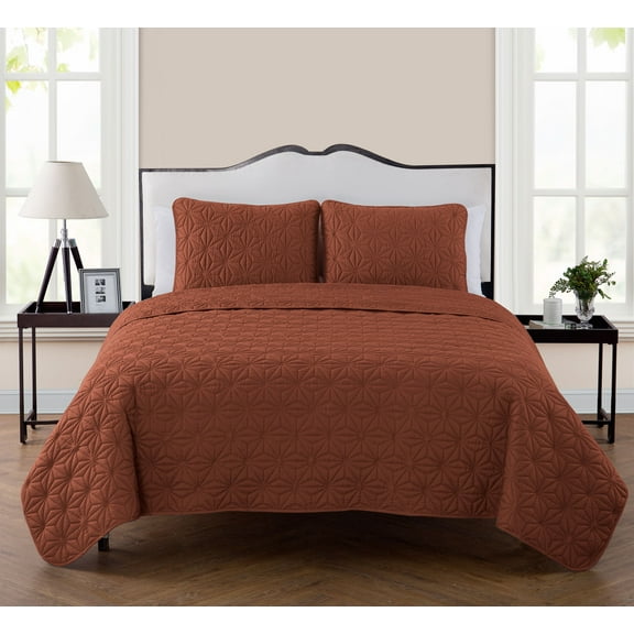 VCNY Home Kaleidoscope 3-Piece Orange Geometric Quilt Set, Full/Queen, Adult, Unisex