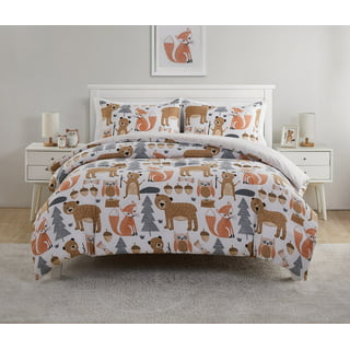 Sweet Jojo Designs Woodland Forest Animals Boy Girl Gender Neutral Unisex Twin Comforter Set Single Size Bedding Kids Teen College Dorm Bed Room 4p